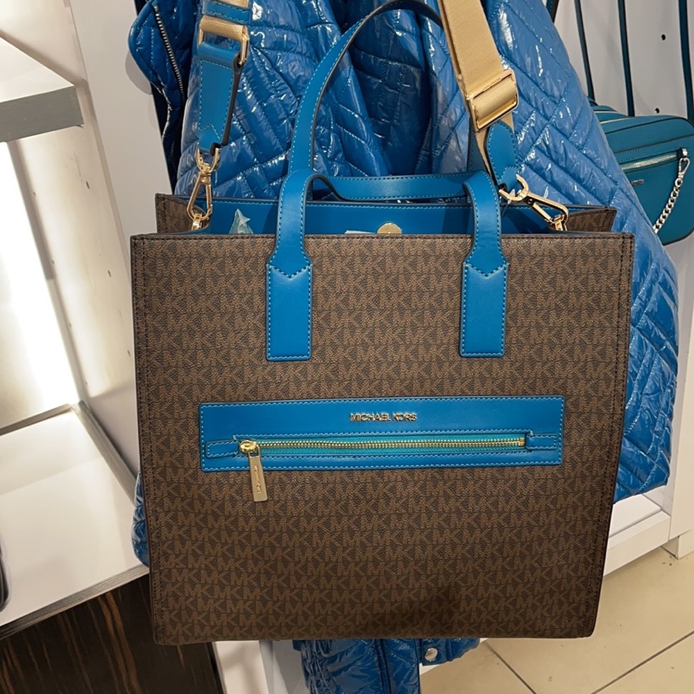 MICHAEL KORS KENLY LARGE NS GRAPHIC LOGO TOTE SATCHEL SHOULDER BAGMK SIGNATURE - Picture 3 of 16